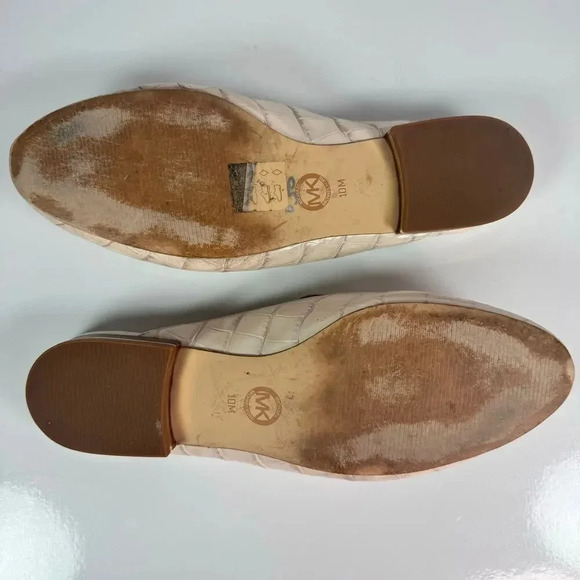 Michael Kors Natasha Embossed Leather Slides Creamy 10M Minimalist Old Money - Picture 6 of 8